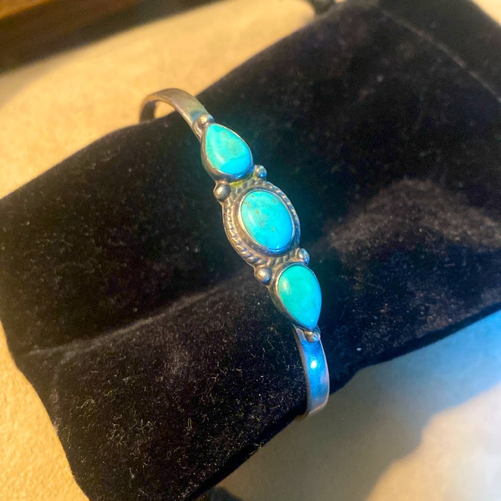 Silver and turquoise bracelet